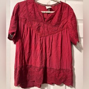 Knox Rose Red Lace Blouse